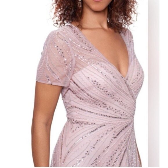 Xscape Blush 12 Blush Sequin Mother o Bride Formal Wedding Party Cruise NEW $379 - Picture 12 of 16